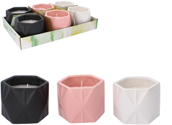 Bougie décorative Citronella dans un contenant en céramique 11,5 × 9 cm