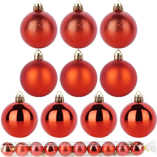 Boules de Noël incassables rouges 5 cm – lot de 10 pièces