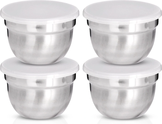 Bols en acier inoxydable pour sauces avec couvercles 200 ml, 4 pièces