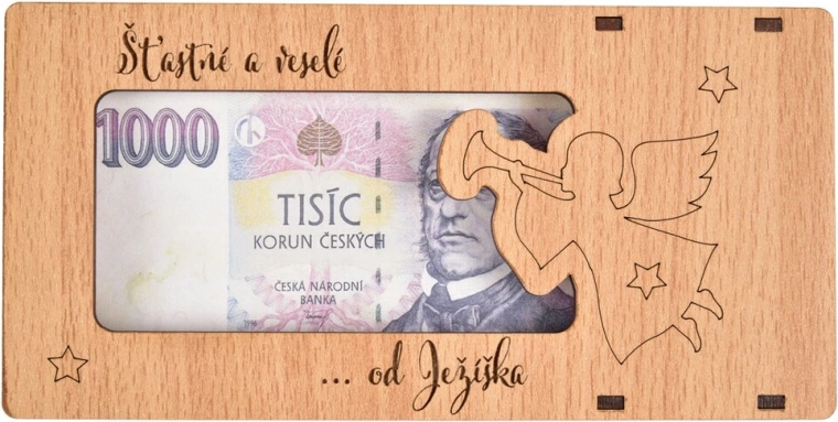 Coffret cadeau en bois pour offrir de l’argent « Joyeux Noël »