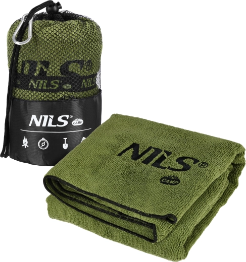 Serviette éponge à séchage rapide NILS Camp kaki 120 × 60 cm