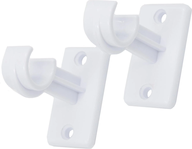 Crochet de vitrage blanc, plastique, 2 pièces