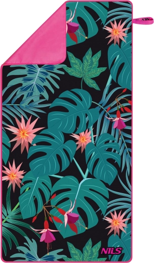 Serviette en microfibre à séchage rapide NILS Camp avec motif tropical 160 × 80 cm
