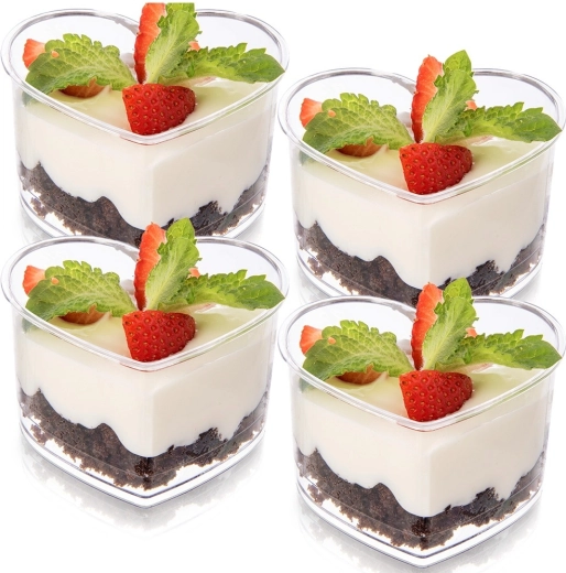 Coupelles pour desserts et amuse-bouches en forme de cœur 130 ml, lot de 4