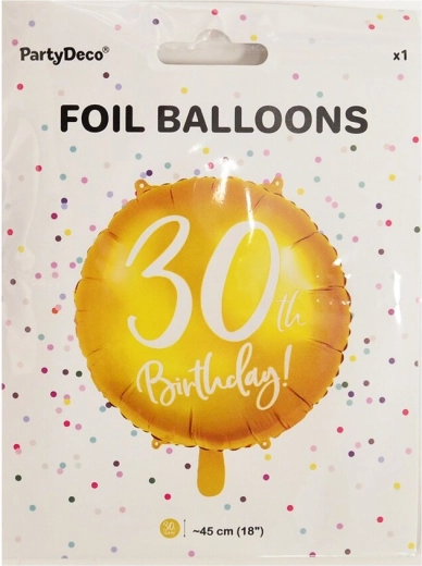 Ballon en aluminium chiffre 30 doré 45 cm