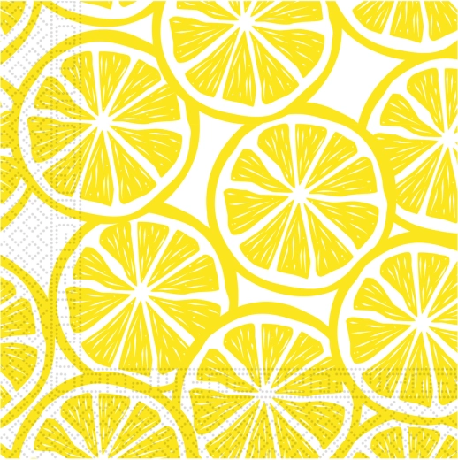 Serviettes en papier 3 plis avec motif citron 33 × 33 cm