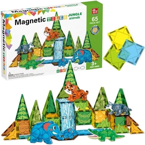 Kit de construction magnétique jungle, 65 pièces
