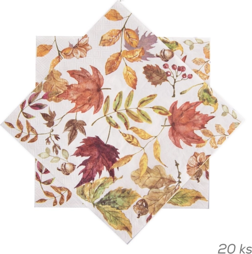 Serviettes en papier à motif de feuilles d’automne 33 × 33 cm (20 pièces)