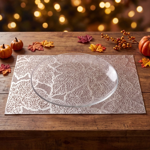 Set de table doré en PVC avec motif de feuilles 45 × 30 cm