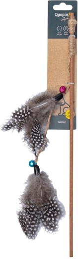 Quapas! canne à pêche naturelle pour chats avec double plumes