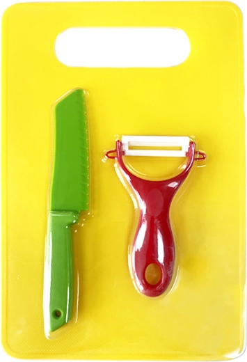 Set de cuisine pour enfants – planche à découper, couteau et éplucheur (3 pcs)