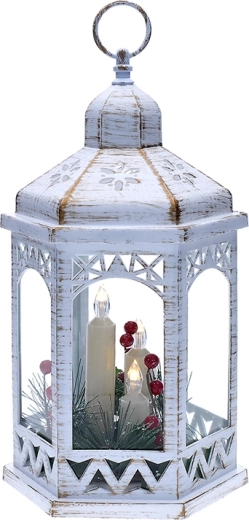 Solight lanterne de Noël LED blanche 33 cm avec 3 bougies LED