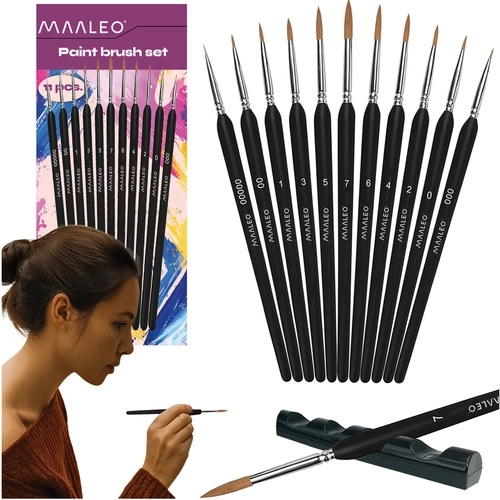 Ensemble de pinceaux Maaleo avec support, 11 pièces