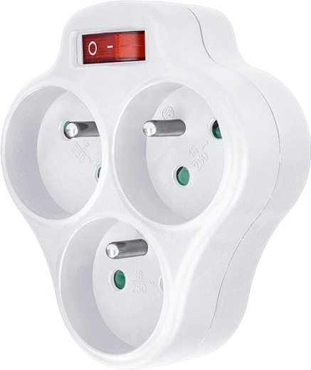 Solight multiprise à 3 prises avec interrupteur blanche - 1 pièce