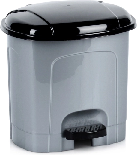 Poubelle à pédale en plastique 3 l, grise