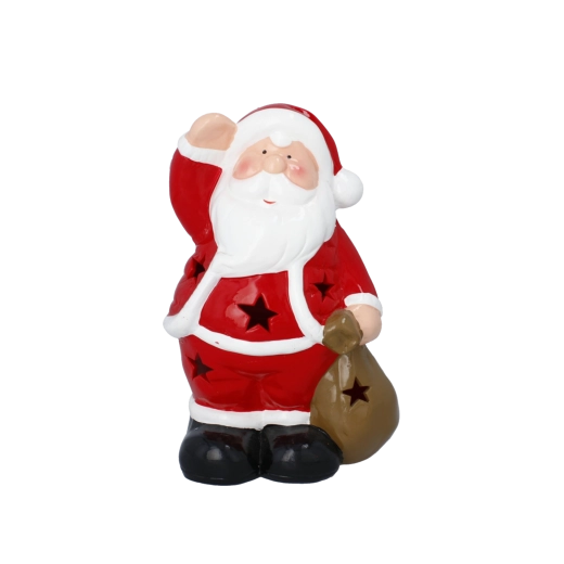 Figurine décorative de Noël représentant le père Noël avec un sac de cadeaux