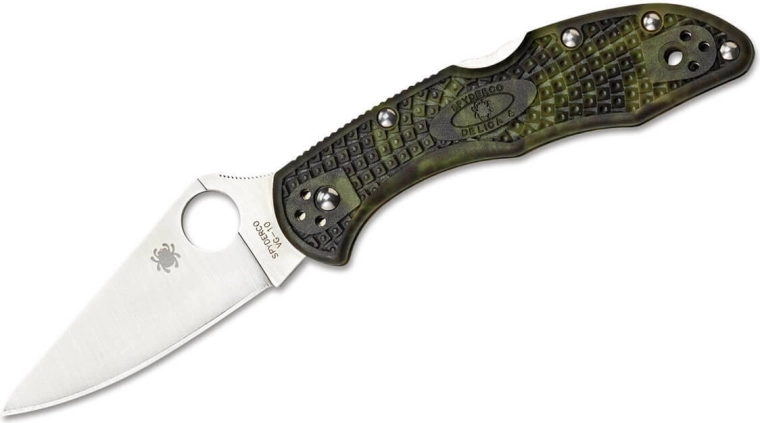Spyderco Delica 4 à émouture plate, léger, Green Zome — couteau de poche 7,4 cm