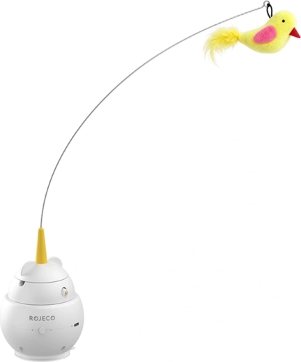Jouet laser rotatif Rojeco Q2 avec plume pour chats