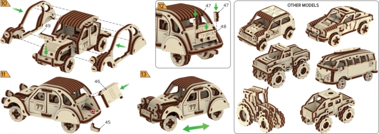 Puzzle 3D en bois voiture de course – Numéro 77
