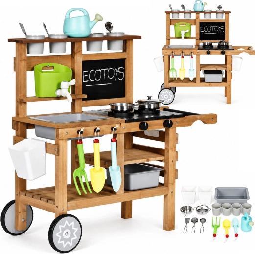 Cuisine d’extérieur pour enfants en matériaux naturels ECOTOYS