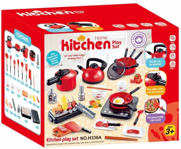 Cuisine pour enfants avec accessoires 36 pièces rouge