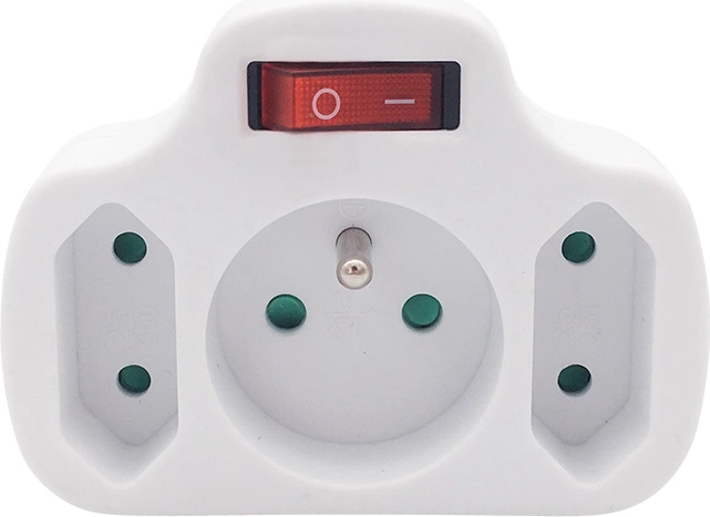 Multiprise Solight avec interrupteur, 1× 10 A + 2× 2,5 A, blanche