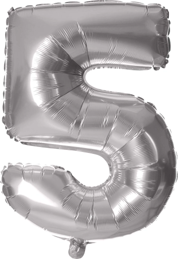 Ballon en aluminium TORO chiffre 5, 30 cm – Argenté