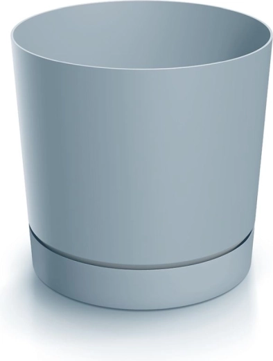 Pot de fleurs en plastique TUBO P avec soucoupe, 17,8 cm – Gris clair
