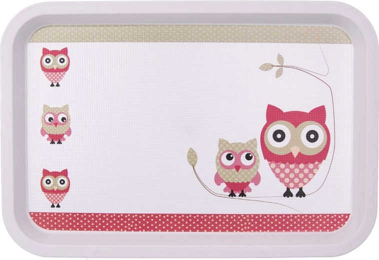 Plateau de service en plastique Toya avec motif chouette 30,5 × 21 cm
