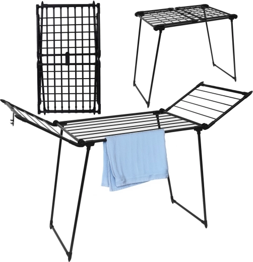 Séchoir à linge sur pied pliable noir 16 m, 15 kg