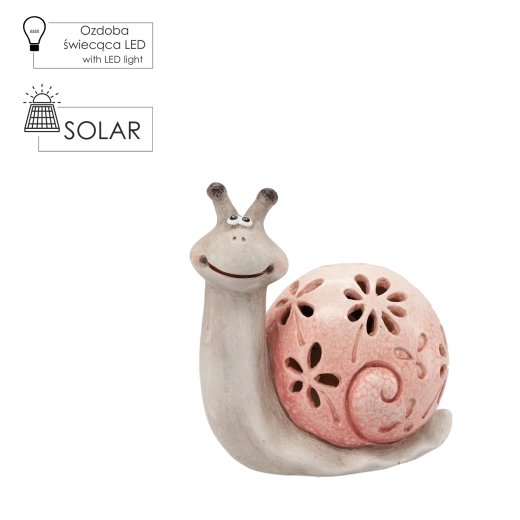 Figurine de jardin escargot rose avec éclairage LED
