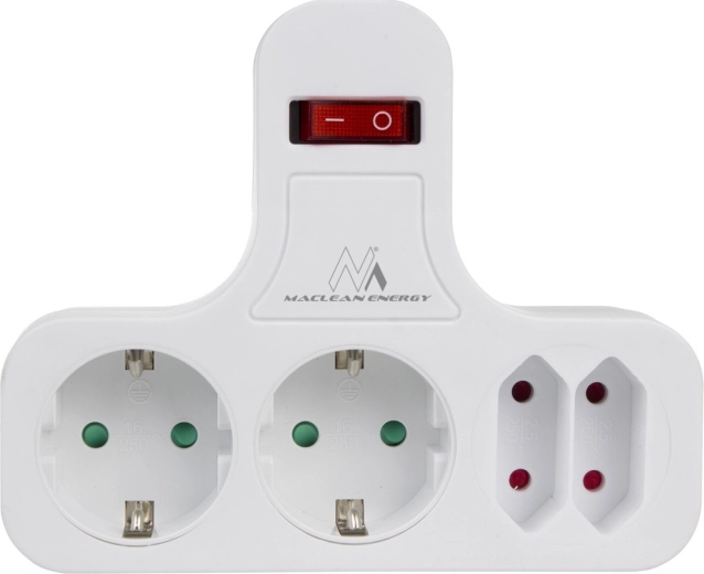 Adaptateur de prise quadruple Maclean avec interrupteur de type F