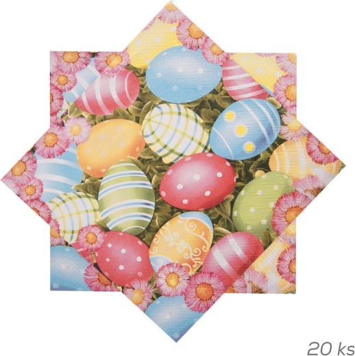 Serviettes en papier de Pâques avec motif d’œufs 33 × 33 cm 20 pcs