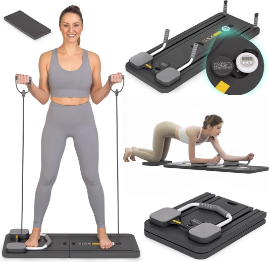 Planche de pilates pliable avec minuteur LCD et bandes élastiques ModernHome