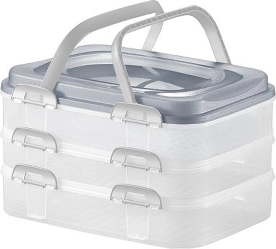 Boîte de pique-nique en plastique à 3 niveaux 40 × 30 × 24 cm