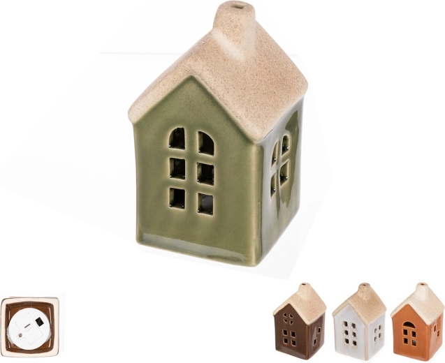 Petite maison LED en porcelaine 9 cm – mix de 4 variantes