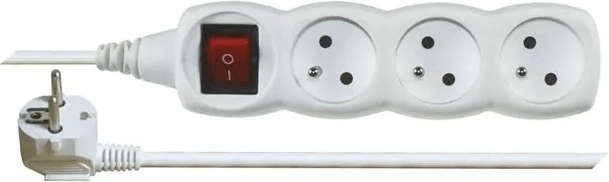 Emos rallonge avec interrupteur, 3 prises, 2 m, blanc