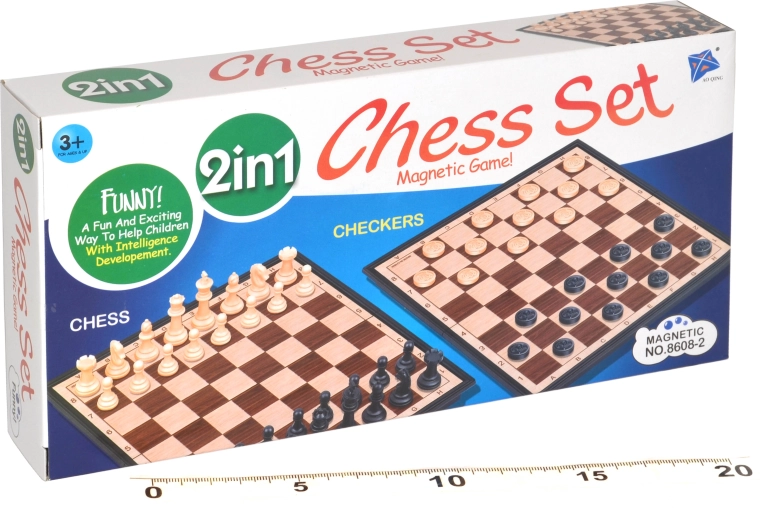 Jeu d'échecs et de dames magnétique 2-en-1