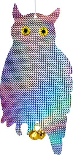 Effaroucheur d’oiseaux holographique réfléchissant chouette suspendue grande - 1 pièce