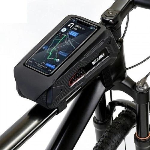 WildMan M90 sacoche de cadre de vélo étanche avec housse pour téléphone, noire