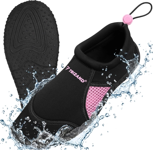 Chaussures aquatiques Trizand noir-rose, antidérapantes 5 mm, taille 39