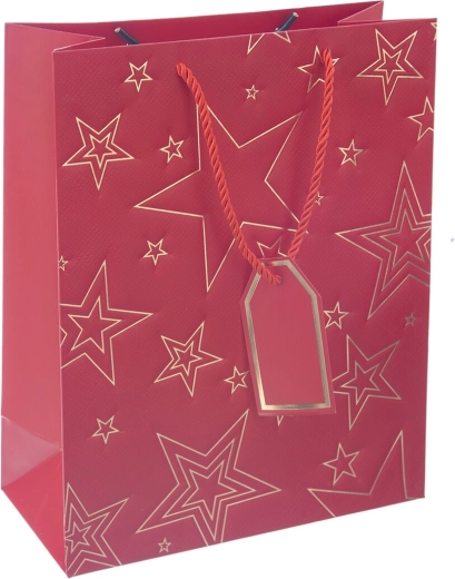 Sac cadeau en papier avec étoile 26 × 12 × 32 cm – Rouge