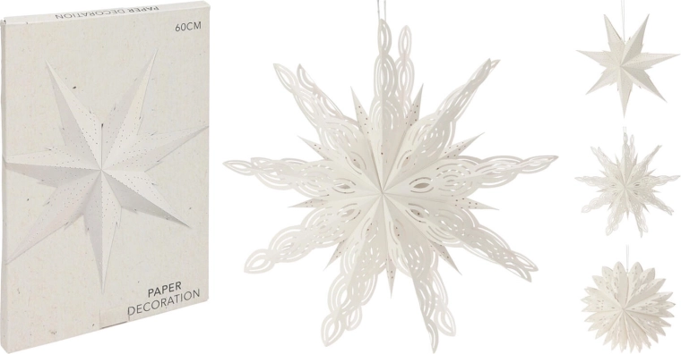 Étoile de Noël suspendue en papier blanche - 1 pièce