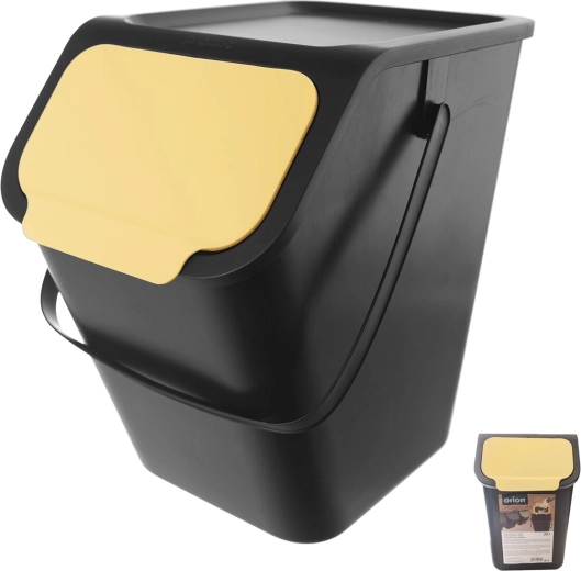 Poubelle en plastique 25 l avec couvercle jaune