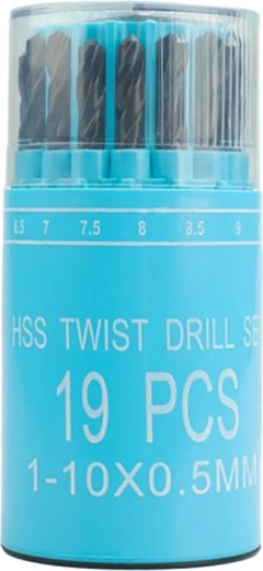 Jeu de forets HSS pour métal de 1,0 à 10,0 mm, 19 pièces