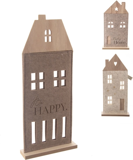 Petite maison décorative en feutre et bois marron