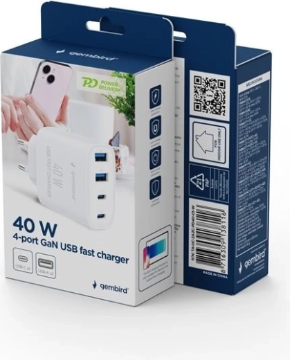 Charge rapide jusqu’à 40 W (USB PD + QC 3.0)