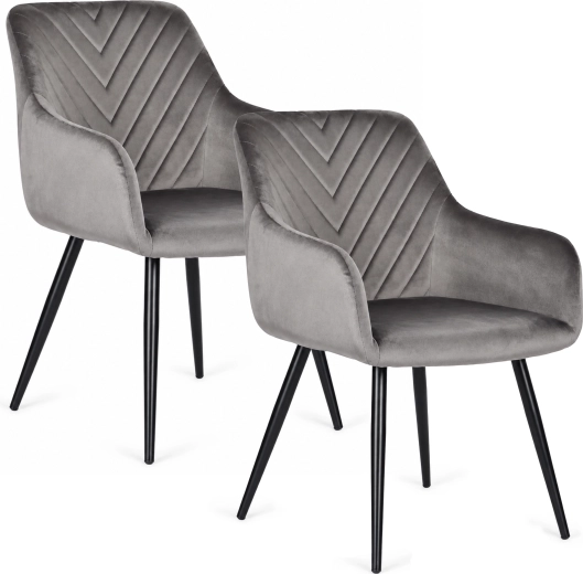 Chaises de salle à manger modernes en velours ModernHome - 2 pièces – Gris foncé