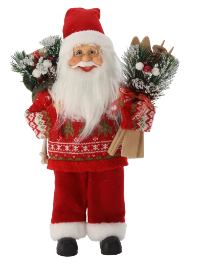 Père Noël de Noël debout avec skis, 40 cm