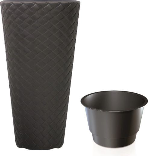 Cache-pot Matuba Slim avec insert 40 cm anthracite